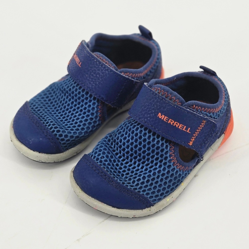 Merrell Kids Bare Steps H2O Blue Orange Eco Quick Dry Barefoot Water Shoes 5.5W